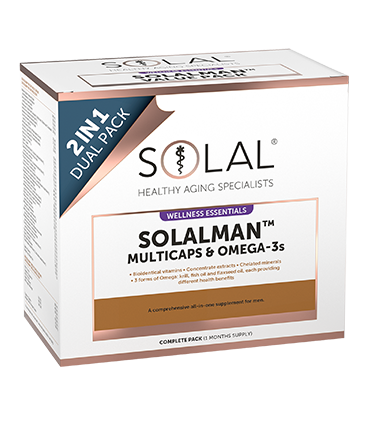 SolalMan Multicaps+Omega 3s Dual Pack Angled