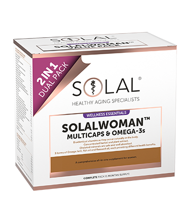 SolalWoman Omega 3s+Multicaps Dual Pack Angled
